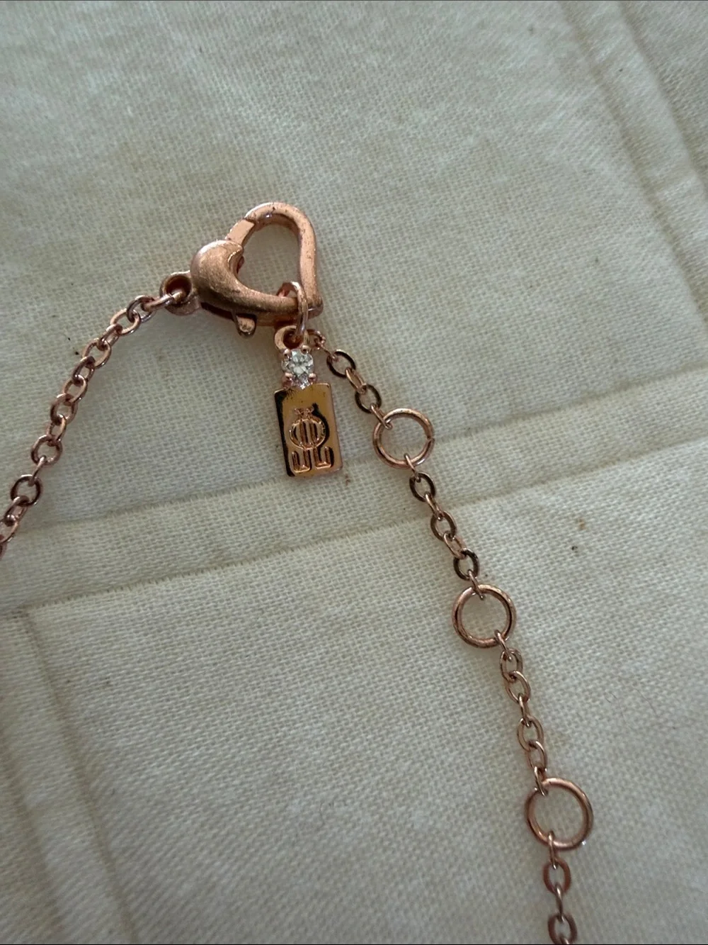 Rose Gold Heart Clasp Necklace with Charm